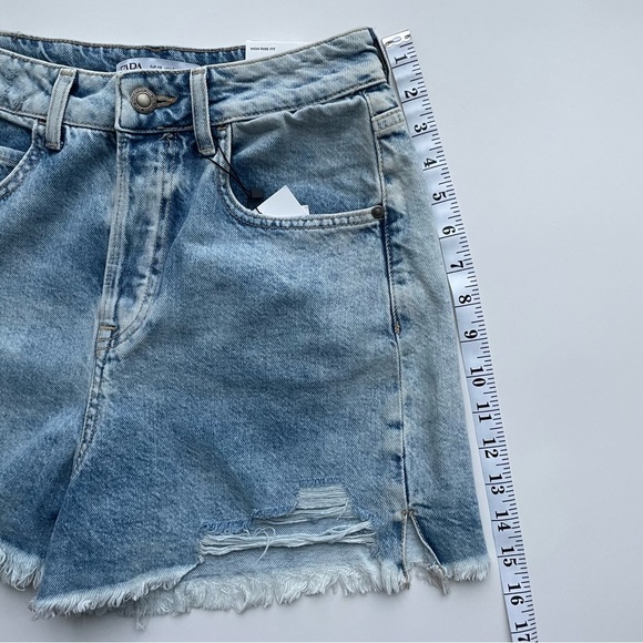 ZARA HIGH RISE DENIM SHORTS - Picture 8 of 8